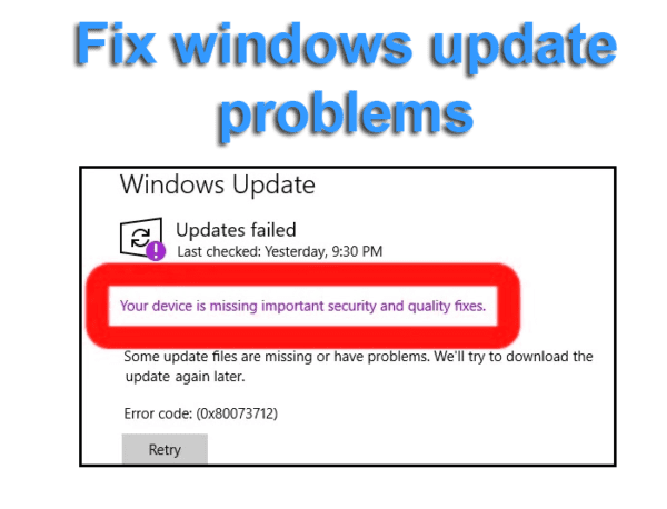 Fix windows update errors